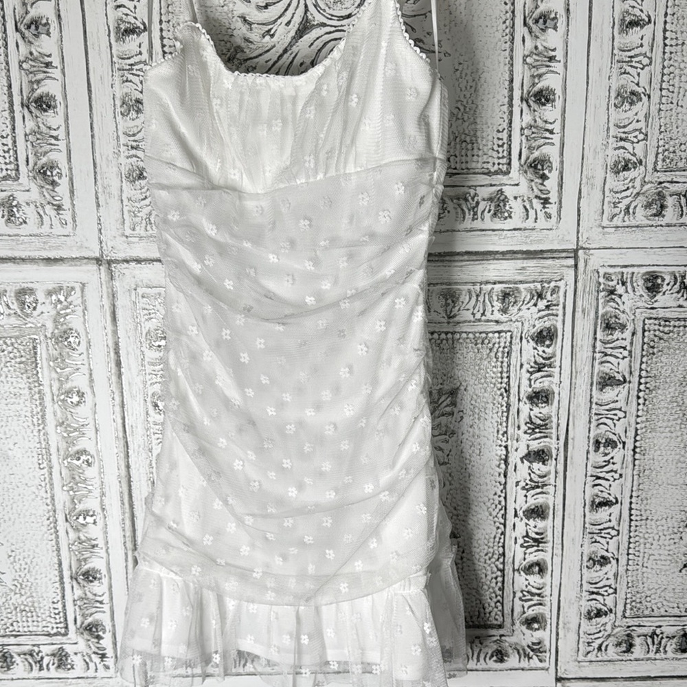 Altar'd State White Ruched Sheath Mini Dress